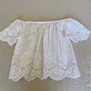 Full Tilt White Off the Shoulder Lace Detail Top